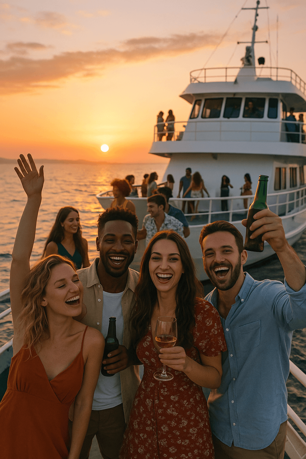 Disco Sunset Party Cruise – DJ, Trampoline, BYOB & 2 Cocktails (18+)