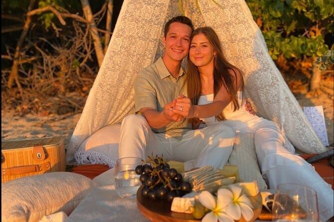 Sunset Charcuterie Board on Pristine Beach with Photos & Video