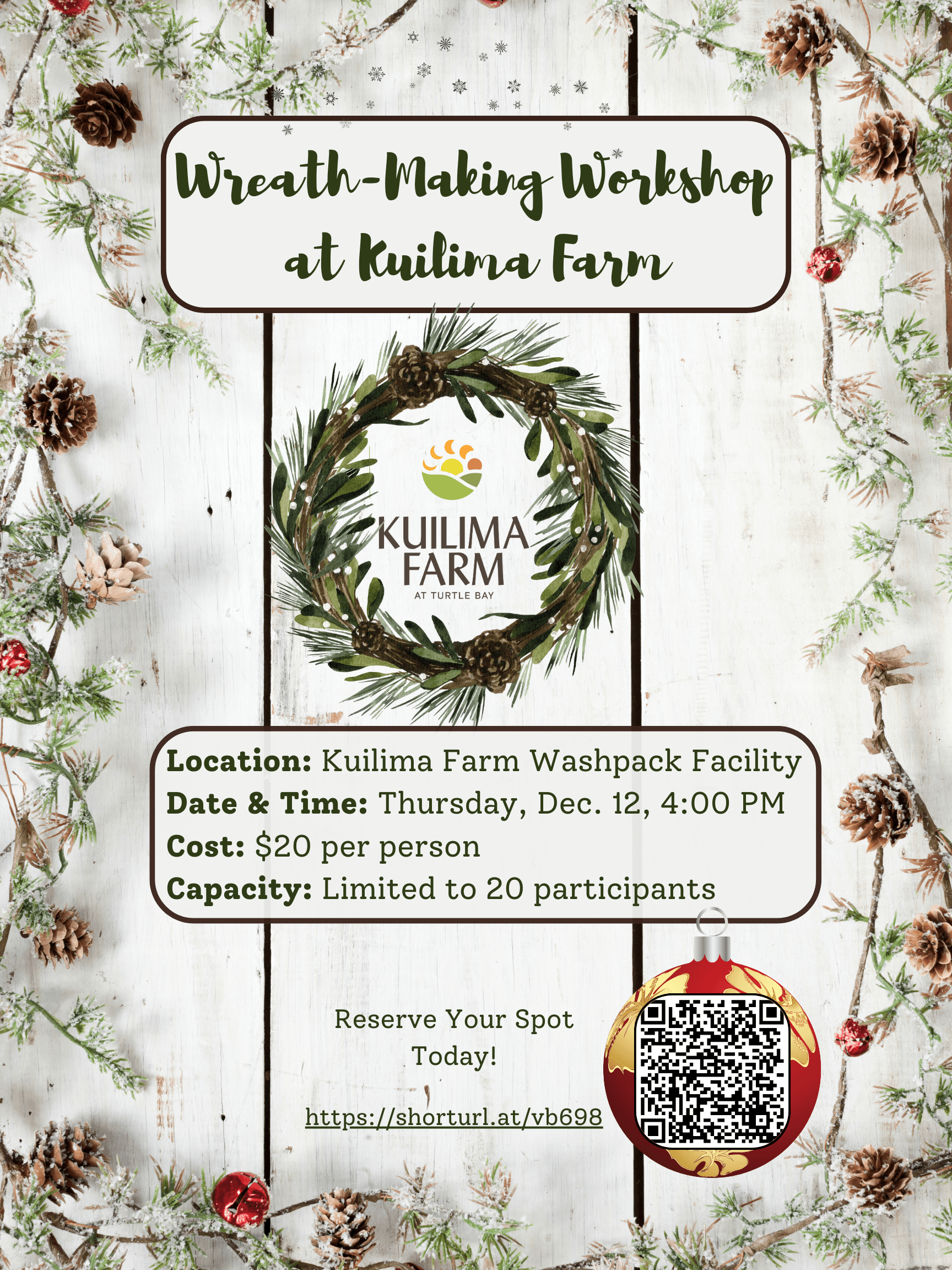 Holiday Wreath-Making Workshop at Kuilima Farm
