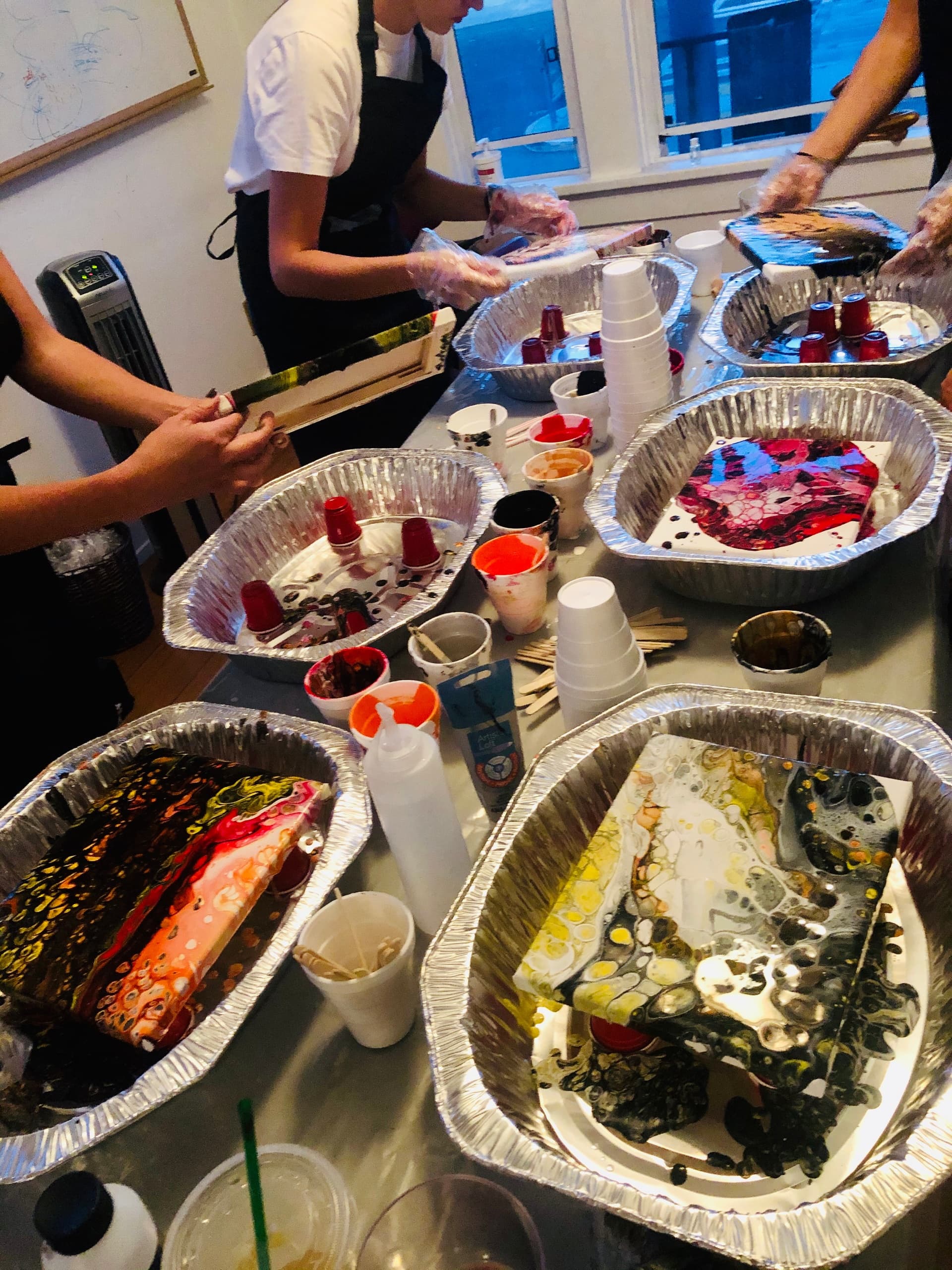 Fluid Acrylic Pour Class • 2 canvases 2 styles