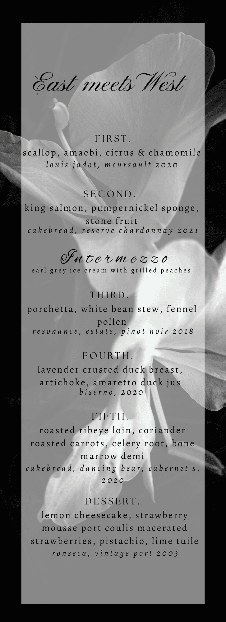 East Meets West Wine Pairing Dinner