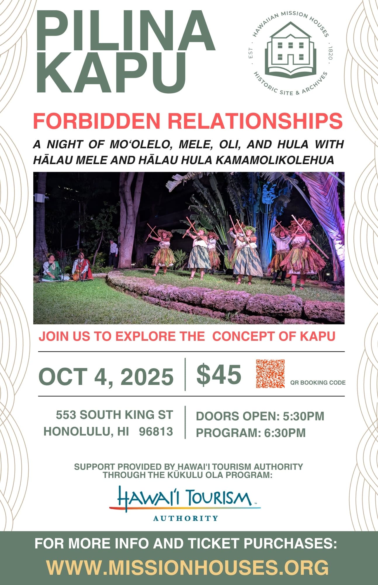 Pilina Kapu "Forbidden Relationships" : A Night of Moʻolelo, Hula, Oli and Mele