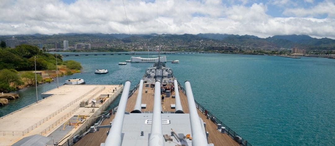 8M- Battleships of WWII at Pearl Harbor Departing from Maui
