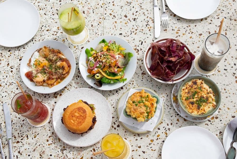 Shrimp and grits, smash burger, green salad, mac & cheese and jalapeno popper dip at The Parlay. Photo by Sarah Burchard.