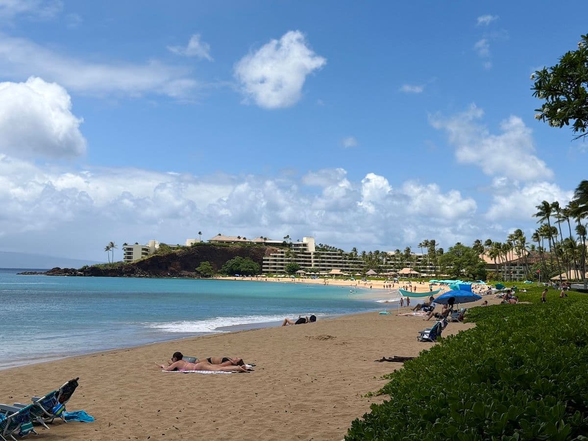 Kāʻanapali Beach in front of Whalers Village on Maui, Hawaii.