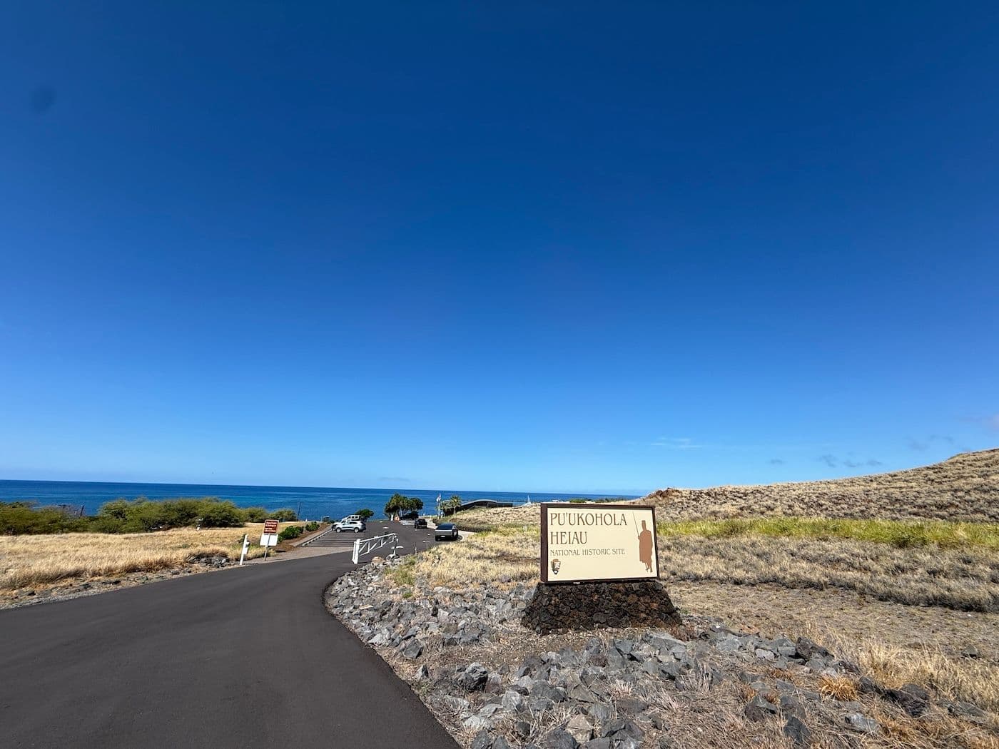 The sign to Puʻukohola Heiau National Historic Site on Hawaiʻi Island.