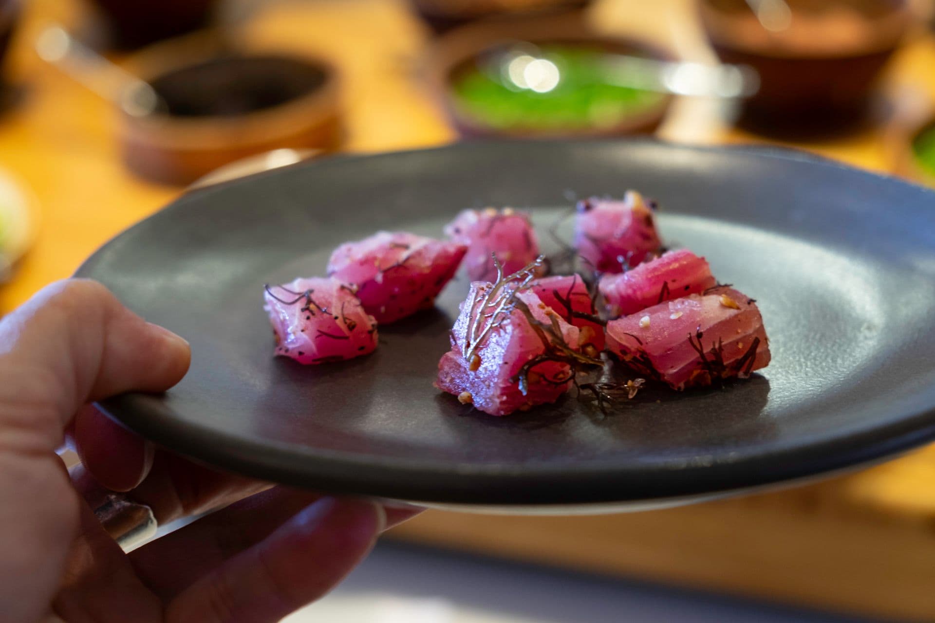 Traditional poke made with raw fish, limu, Hawaiian salt and ʻinamona. Photo by Sarah Burchard.