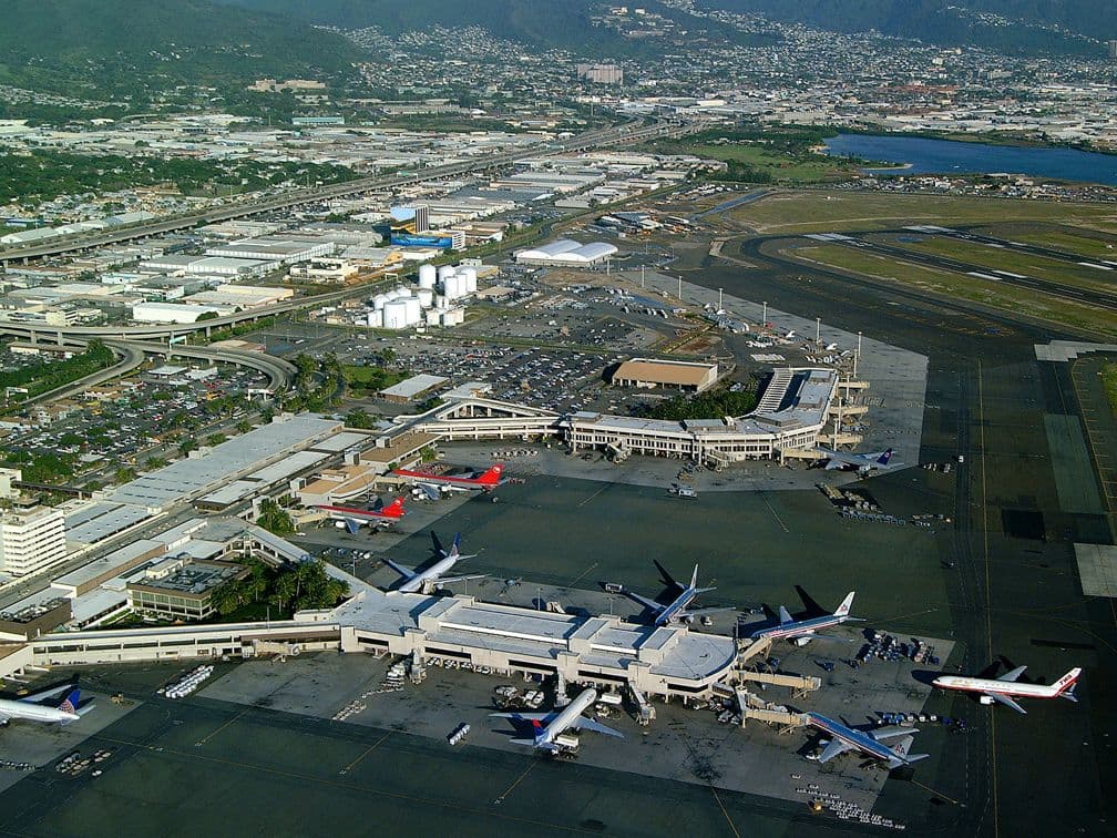 Honolulu international airport arial view.