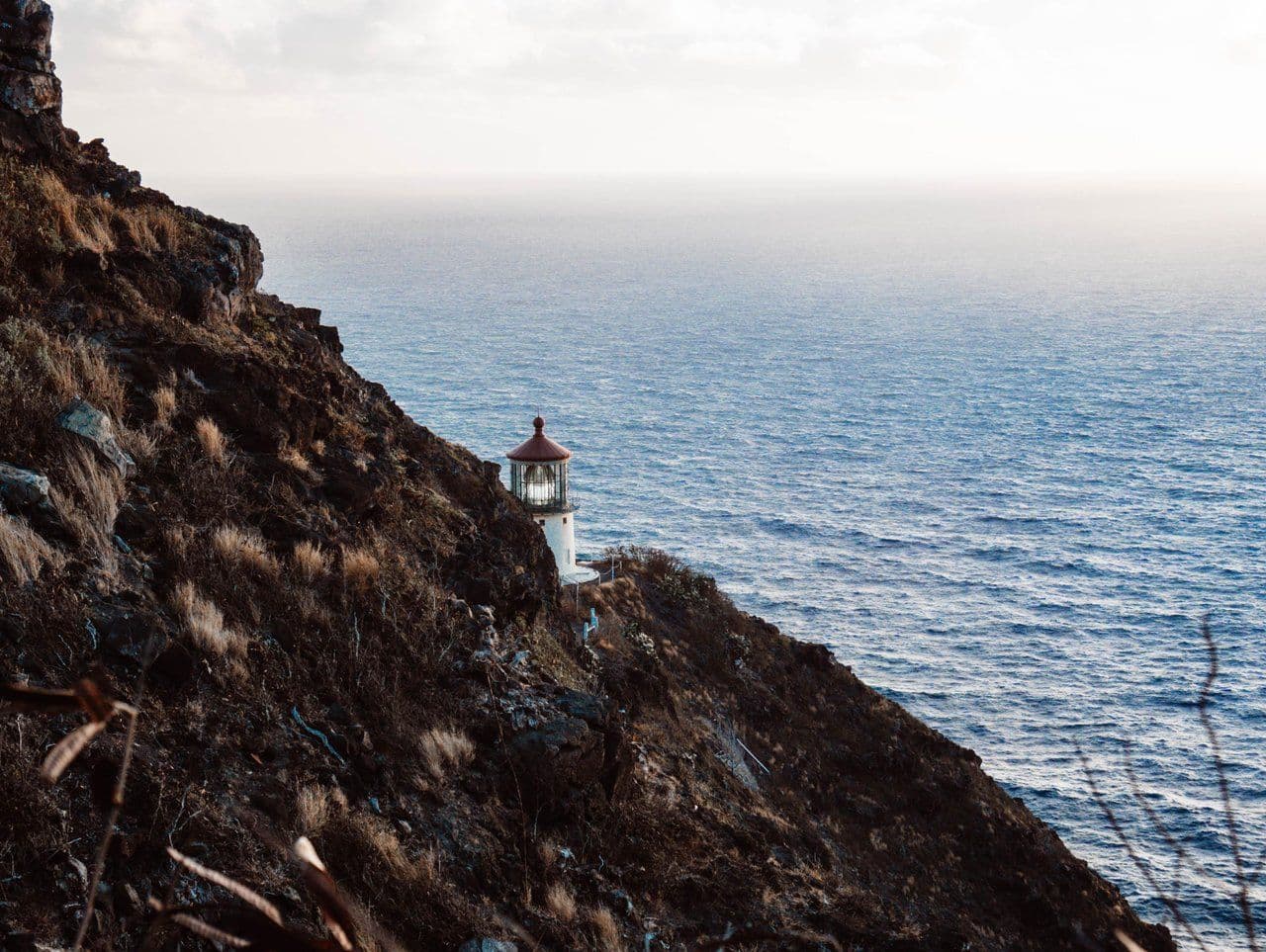 Makapuu point lighthouse on the coast of Oahu, Hawaii.