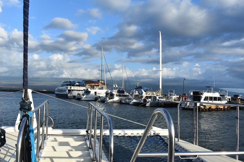 Boats parked in Māʻalaea Harbor, Maui Hawaii.