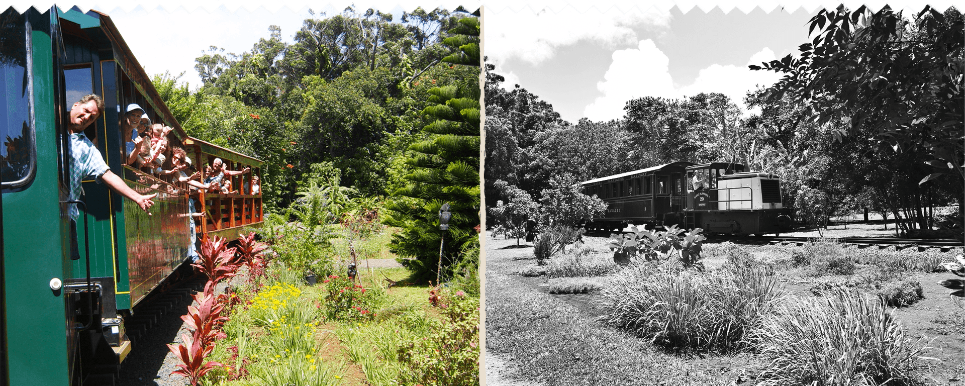 People on a tourist train