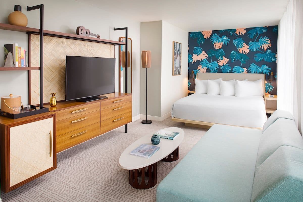 Hotel room in The Laylow in Waikiki Oahu Hawaii.