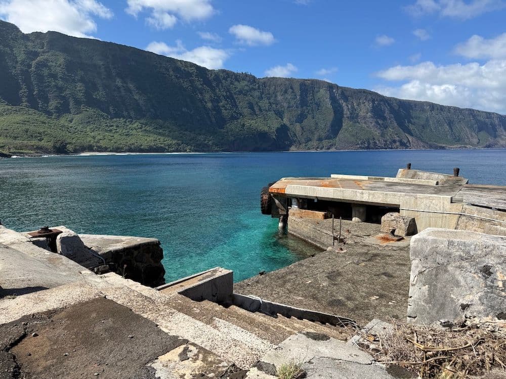 Kalaupapa pier remains in Molokai hawaii.