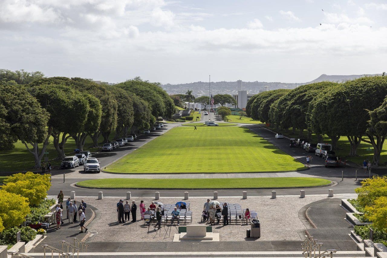 The lawn at Punchbowl cemetery in Honolulu, Oahu Hawaiil.