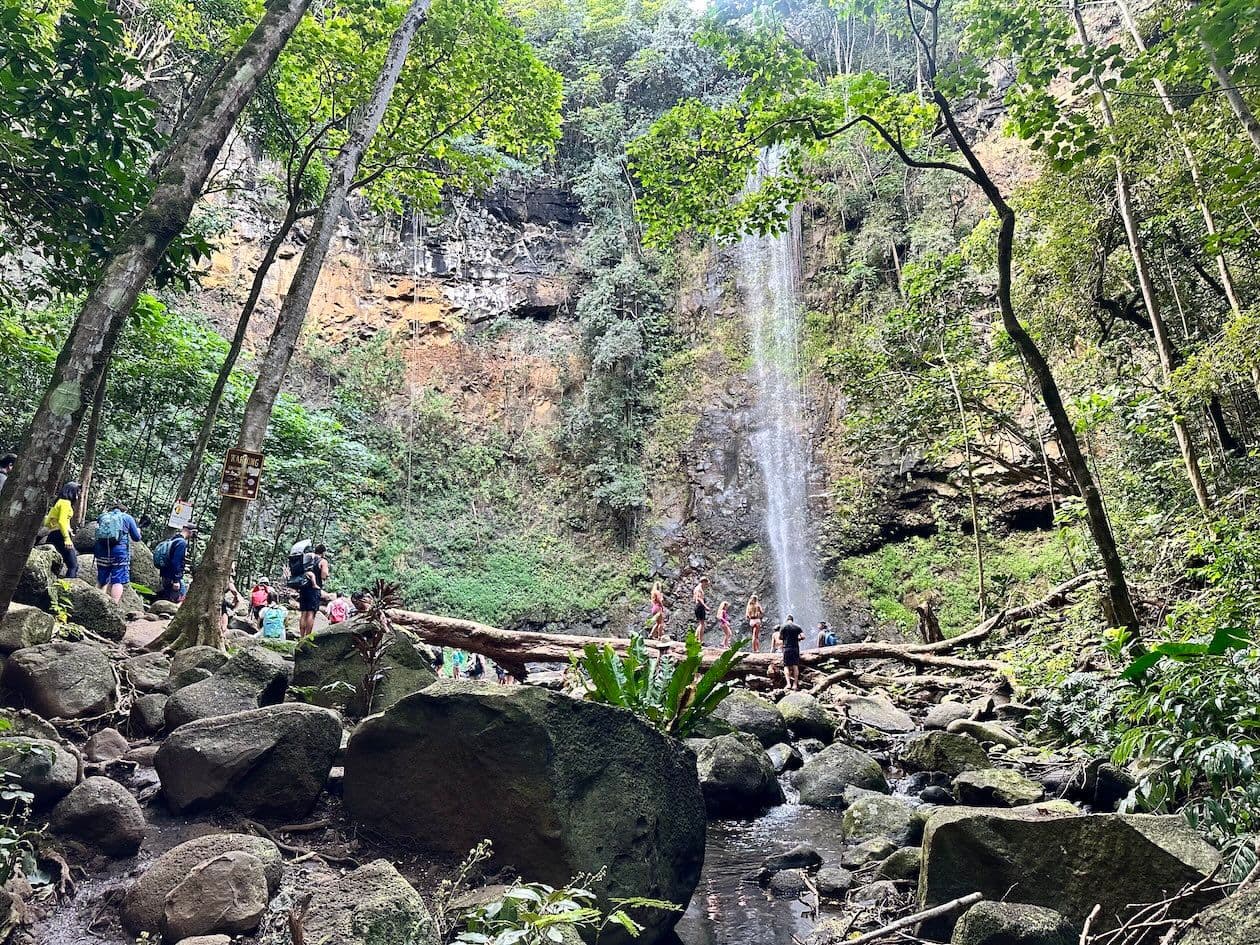 Uluwehi Falls, also known as Secret Falls at Wailua River on Kauai, Hawaii.
