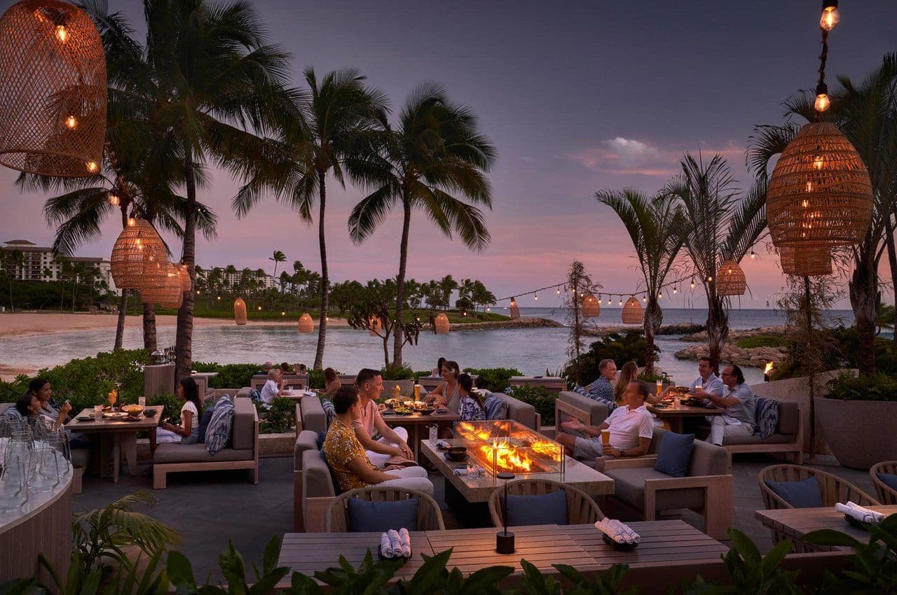 Ko Olina at sunset at Four Seasons Resort Oahu At Ko Olina.