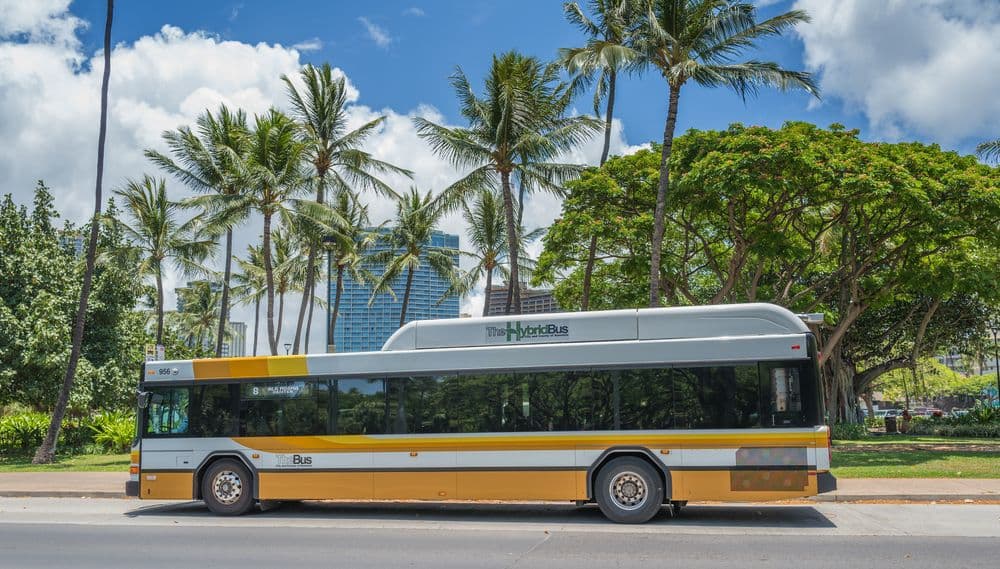 The public bus in waikiki, ohau, Hawaii.