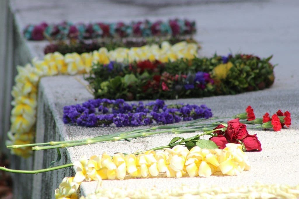Lei splayed out on a table for show.