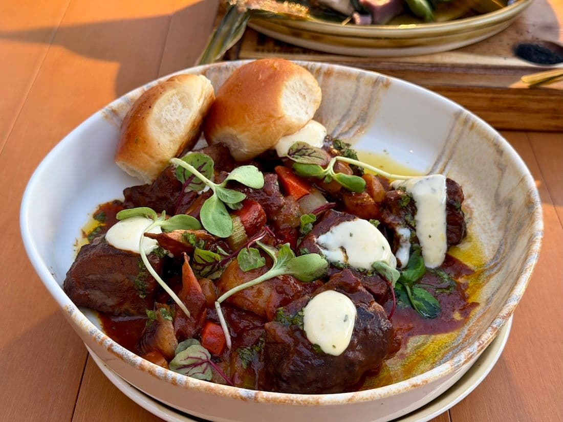 Beef and poi stew at Ko restaurant on Maui.
