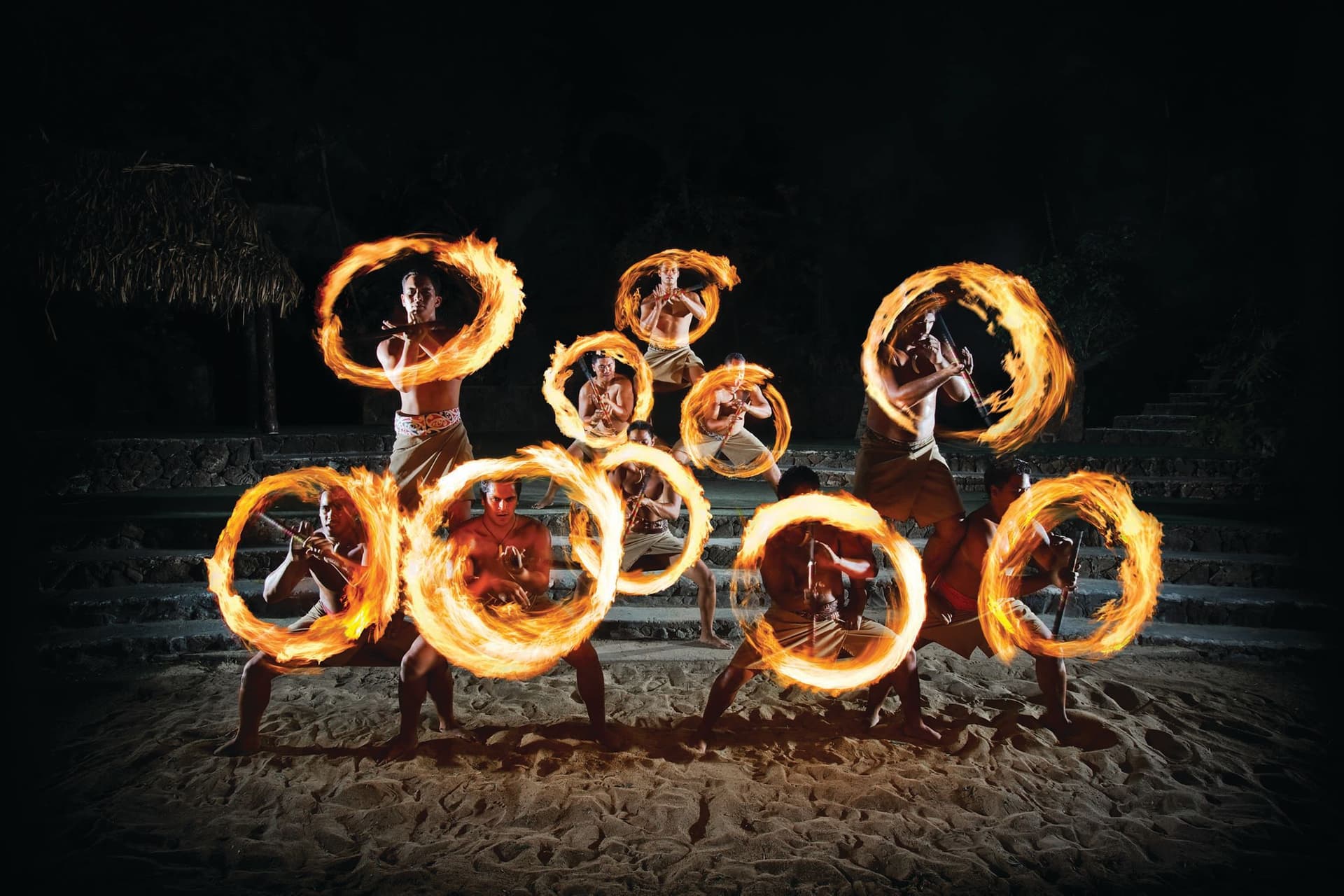 fireknife dancers at night