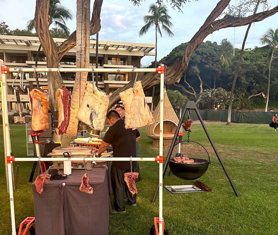 Grilling station set up at last year's Hawaii Food & Wine Festival at Mauna Kea Beach Hotel on Hawaiʻi Island. Photo by Sarah Burchard.