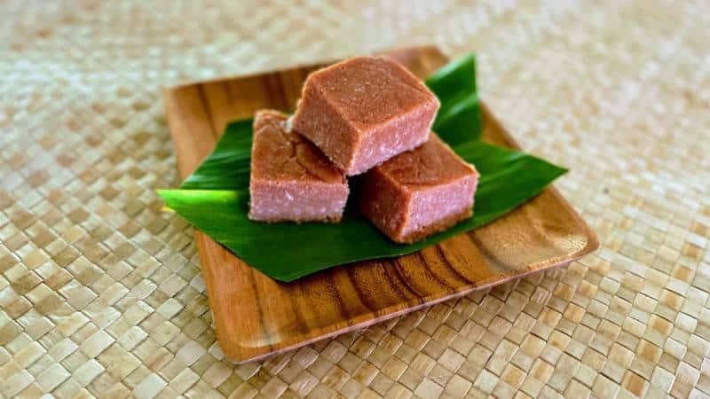 brown squares of taro dessert