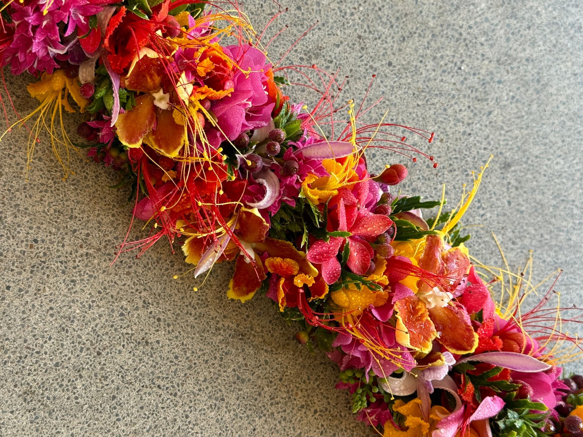 An intricate lei made on Oahu Hawaii.