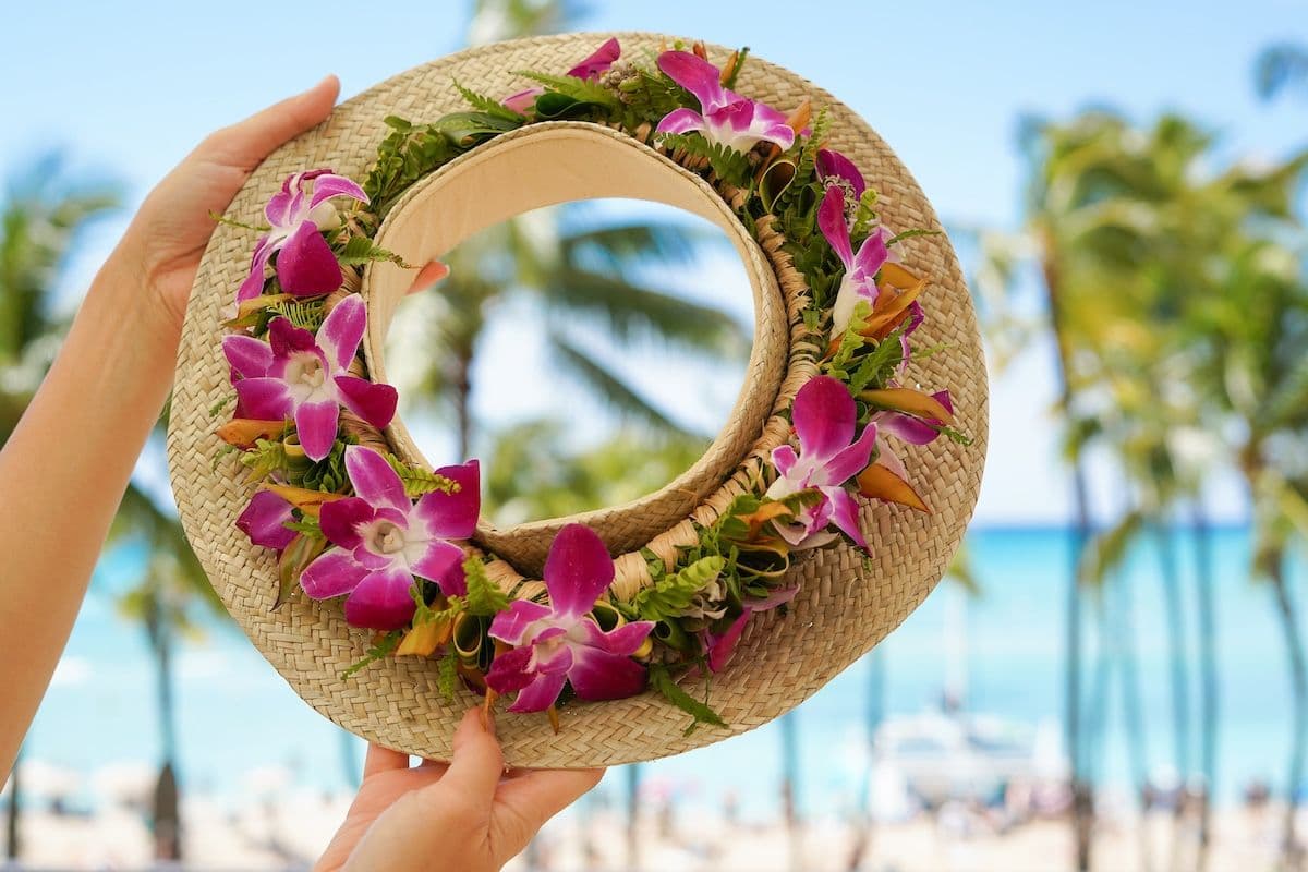 Learn how to make lei poʻo at Hyatt Waikikiʻs new cultural center. Photo courtesy of Hyatt Regency Waikiki Beach Resort and Spa. of