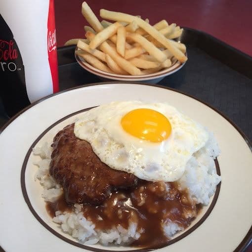 fried egg on hamburger Hawaiian foods