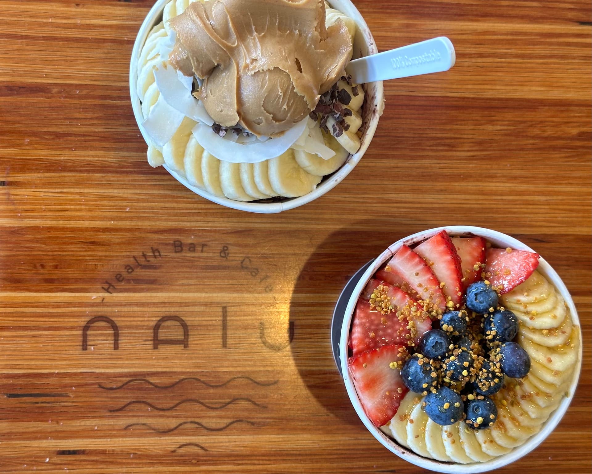 acai bowls on wooden table