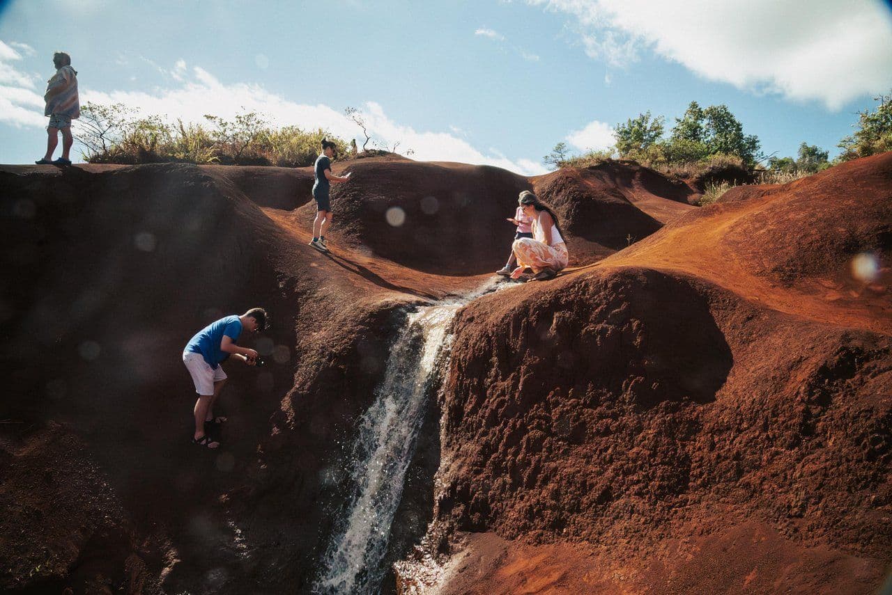hiking a canyon with waterfalls