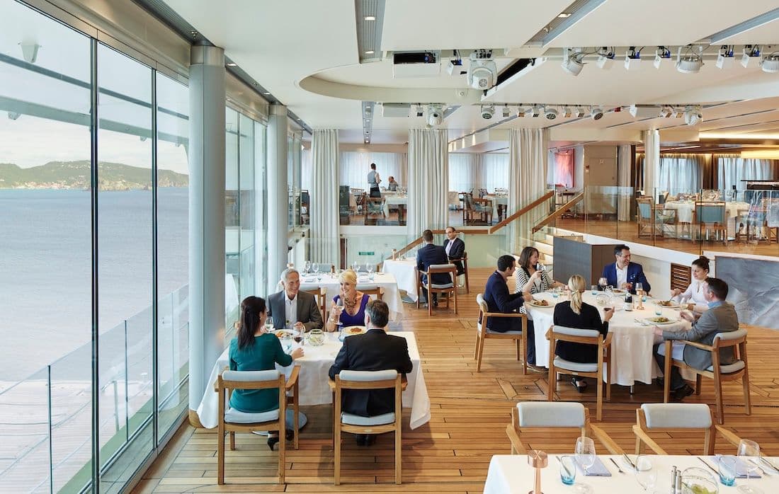Inside Marina Restaurant on The Worldʻs largest private yacht.