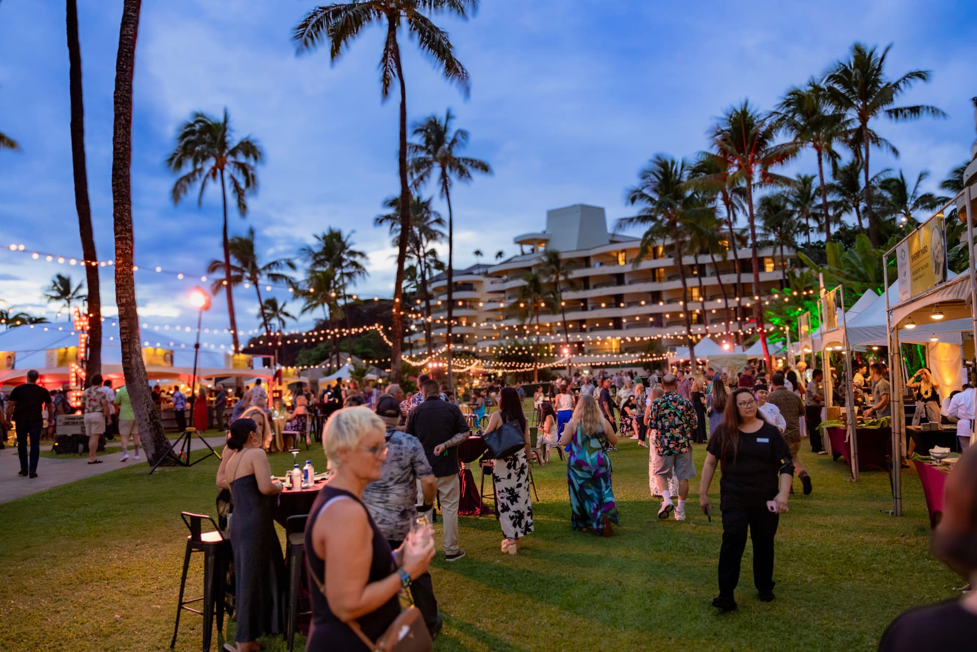 Festival crowds outside at Hawaii Food & Wine Festival 2024 at Sheraton Maui Resort & Spa