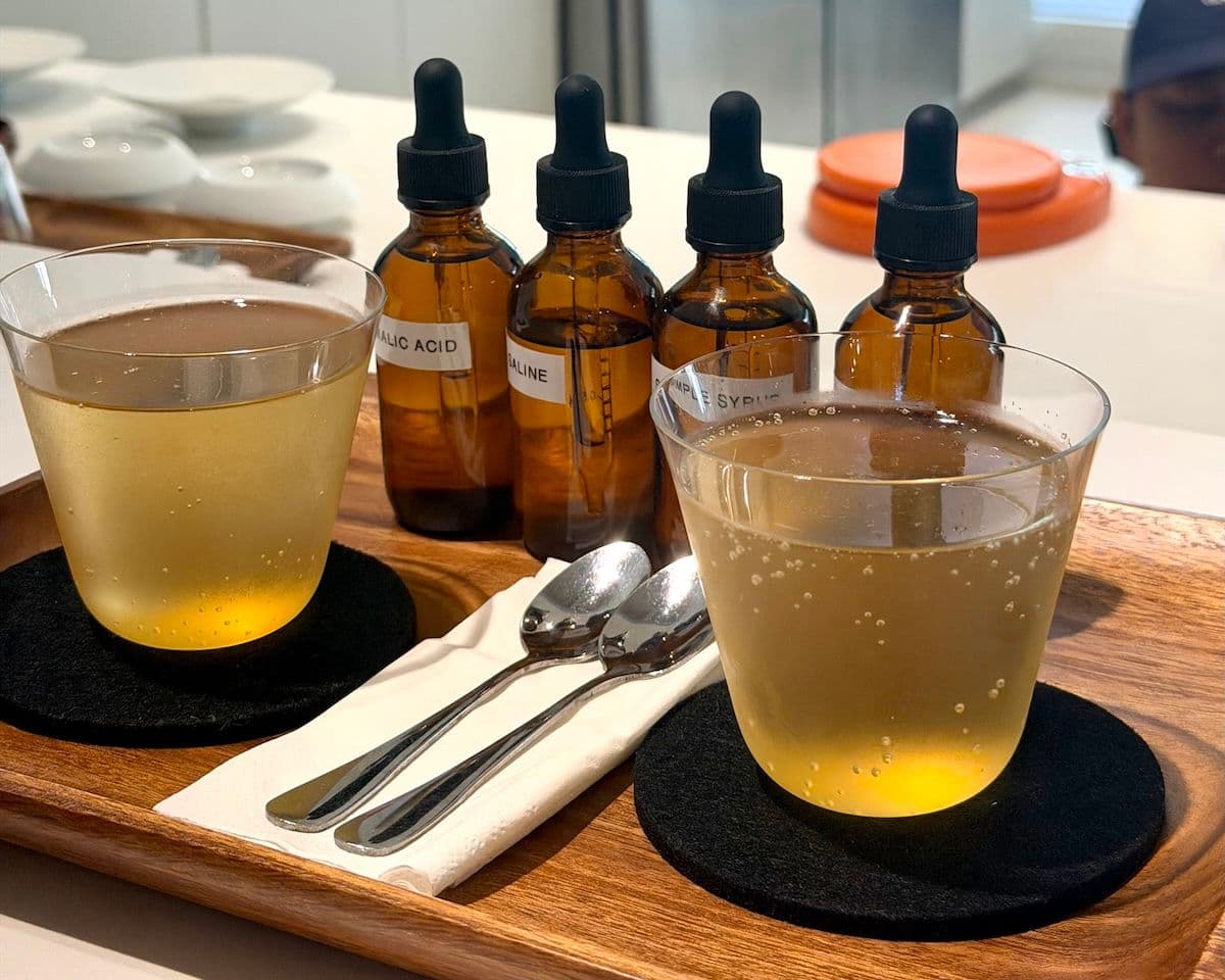 Lemon peel soda with optional flavor enhancements at Asato's Flavor Lab. Photo by Sarah Burchard.