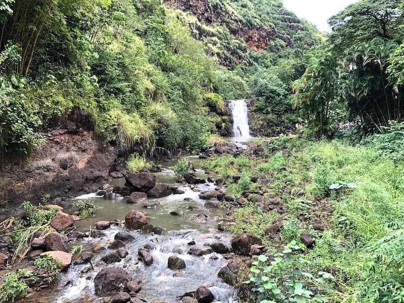 Waimea falls at waimea valley on oahu, Hawaii.