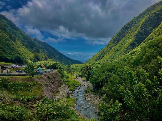 Green valley with stream