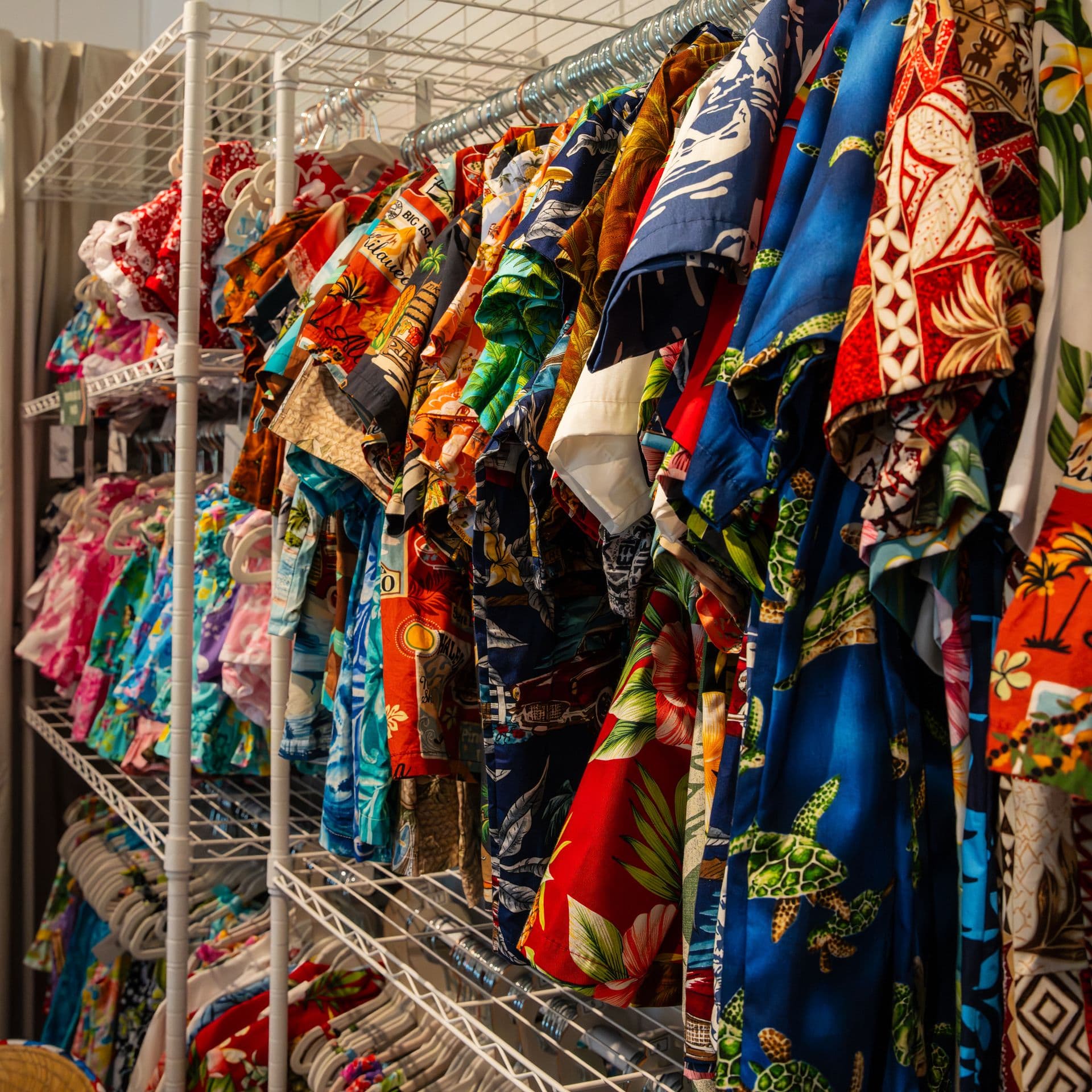 Colorful shirts on display