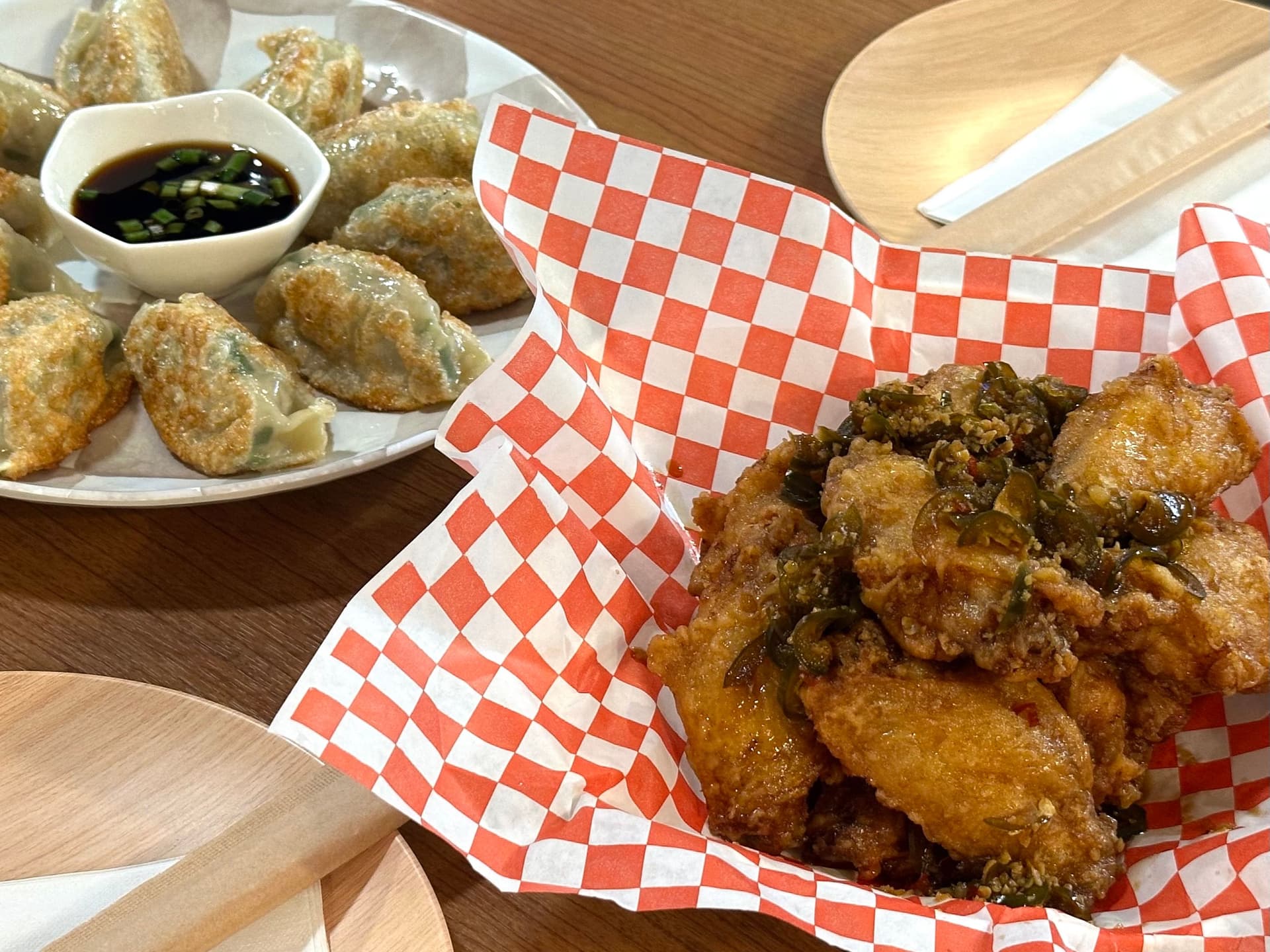 Mandu and Garlic -Chili Chicken at Good Chicken. Photo by Sarah Burchard.