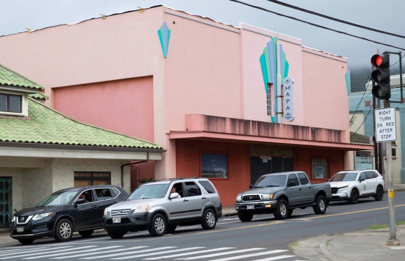 The exterior of the Maui Academy of Performing Arts building in Wailuku, Maui Hawaii.