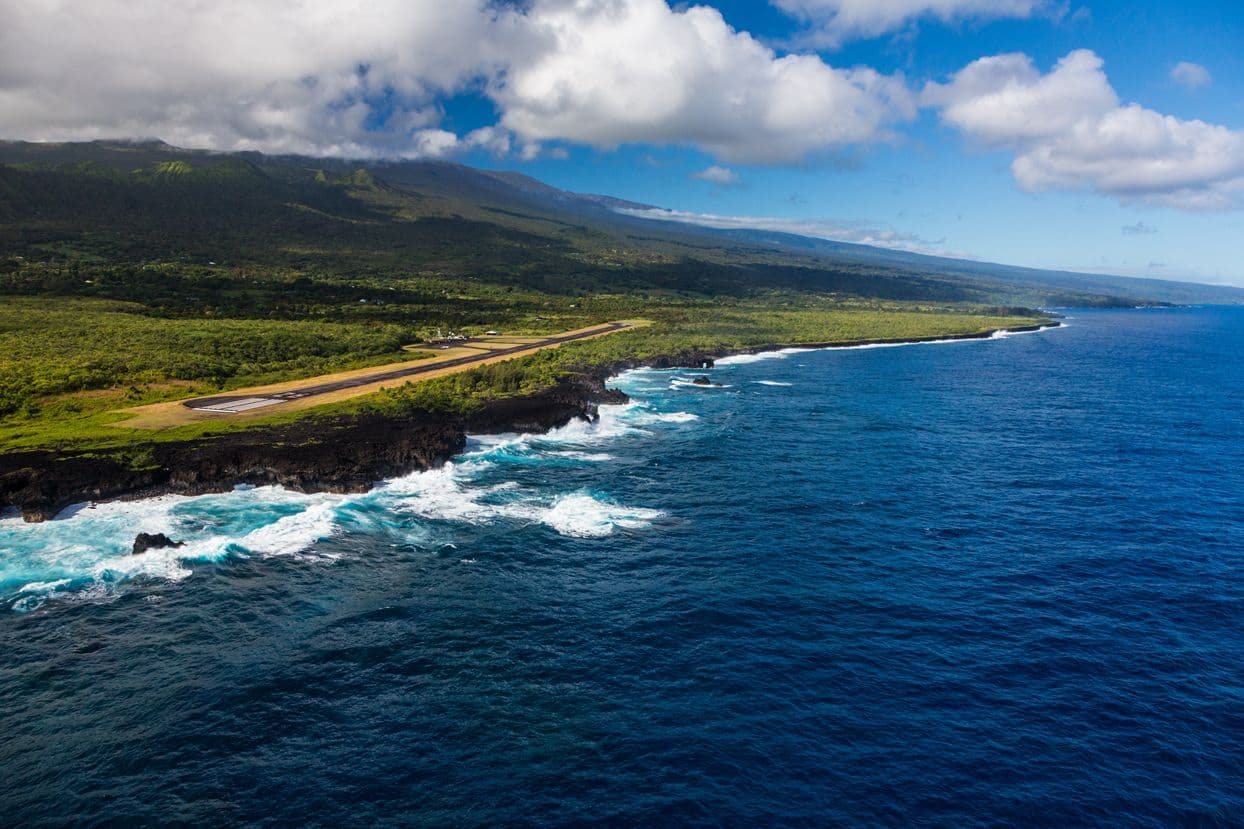 An arial view of Hana Airport on Maui, Hawaii.