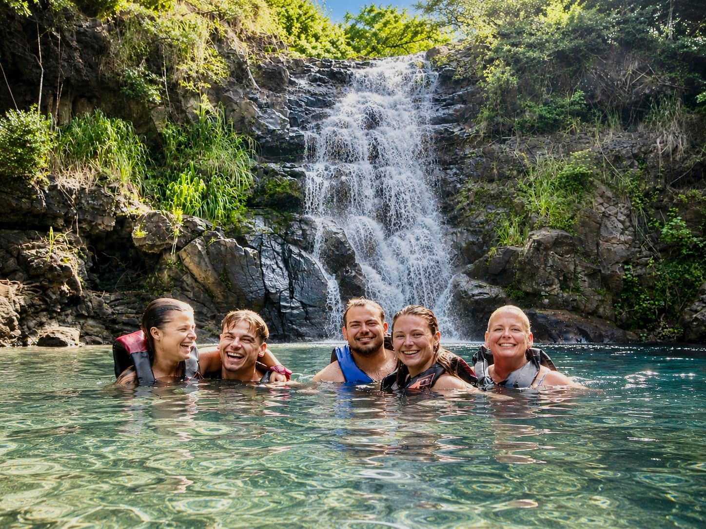 Swim Beneath an Oʻahu Waterfall